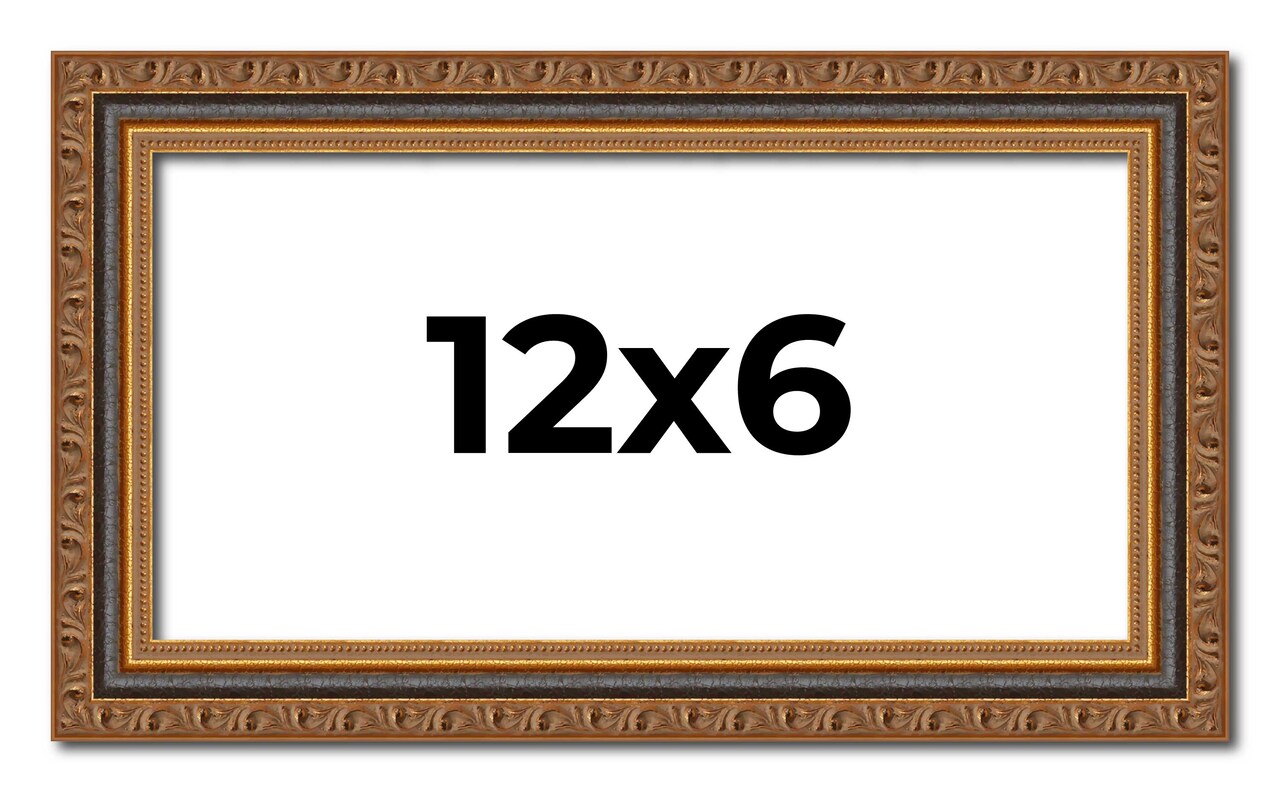 12x6 Classic Gold Picture Frame - UV Acrylic, Foam Board Backing, Hanging Hardware